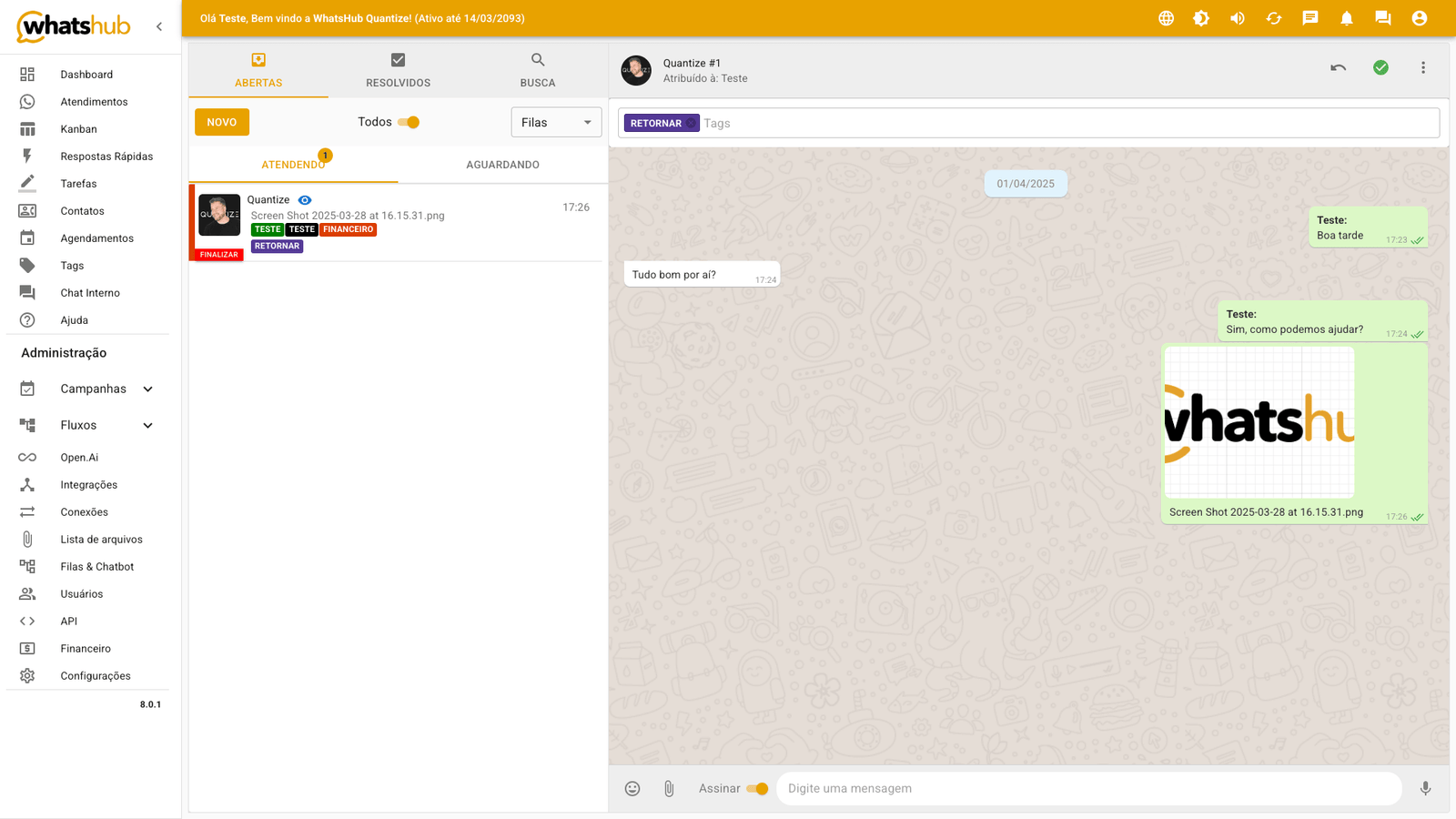 screenshot-whatshub-2 image Listagem dos atendimentos