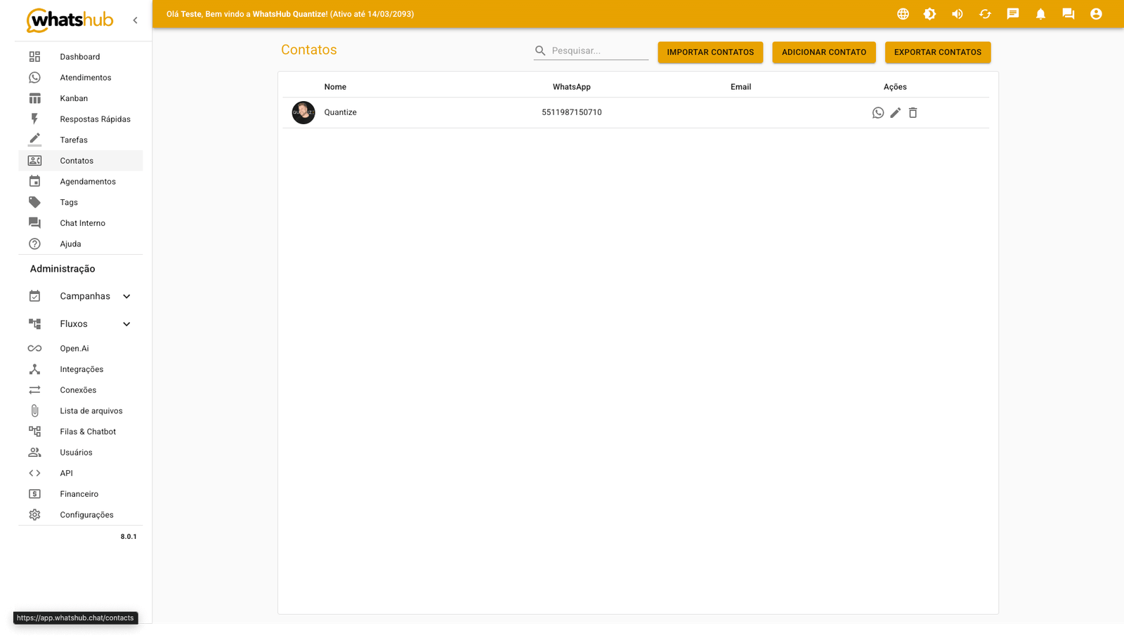 screenshot-whatshub-6 image Painel de cadastramento e listagem de contatos